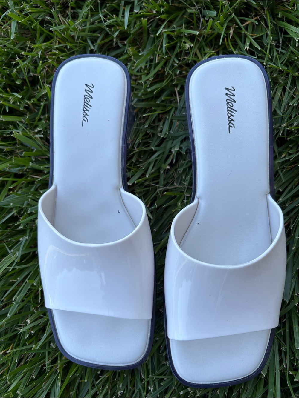Melissa White Glossy Slide Sandals